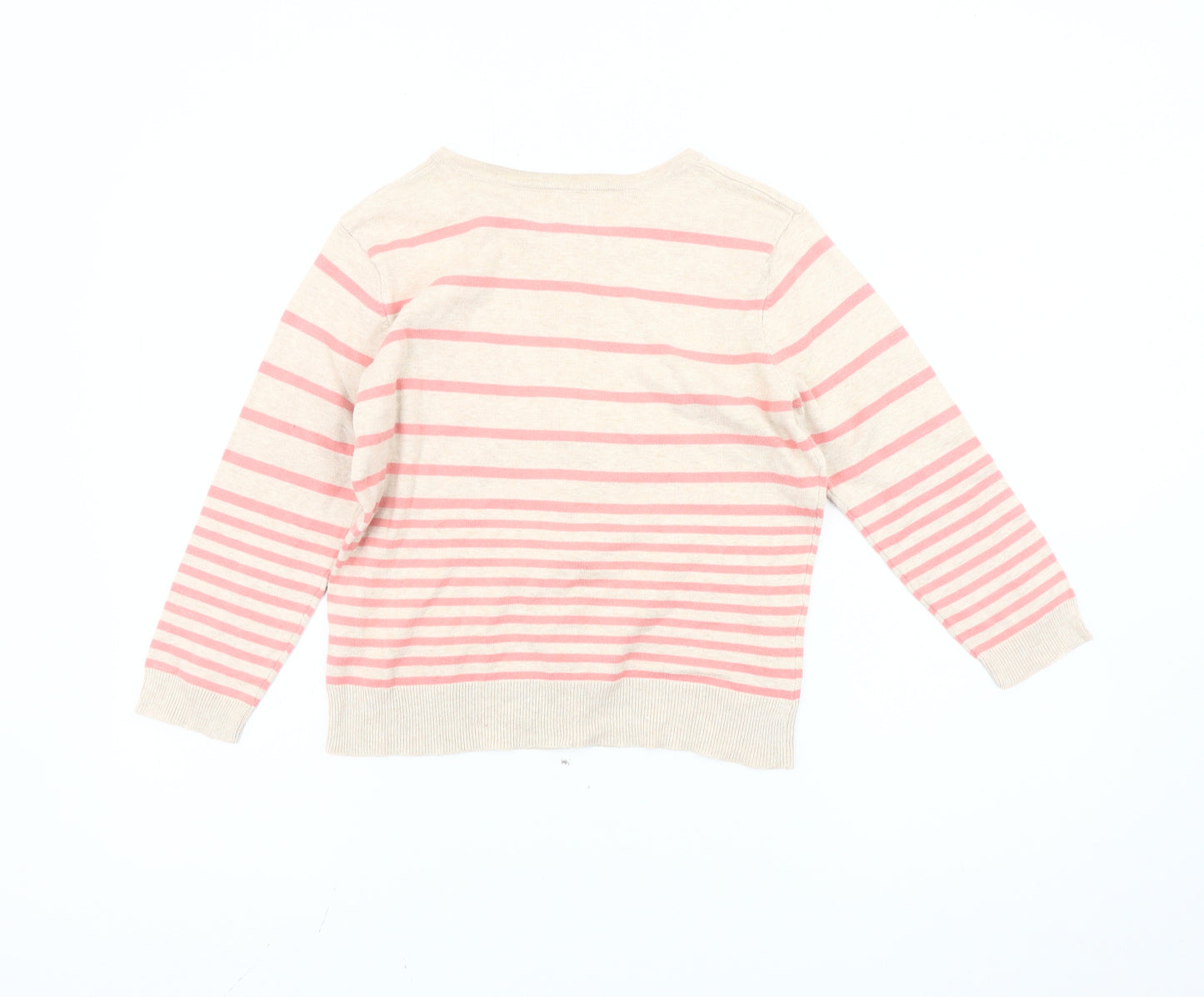 Atmosphere Women's Beige & Pink Striped Cardigan Size 14