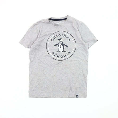 Original Penguin Boys Grey Logo T-Shirt 10-11 Years Short Sleeve Casual