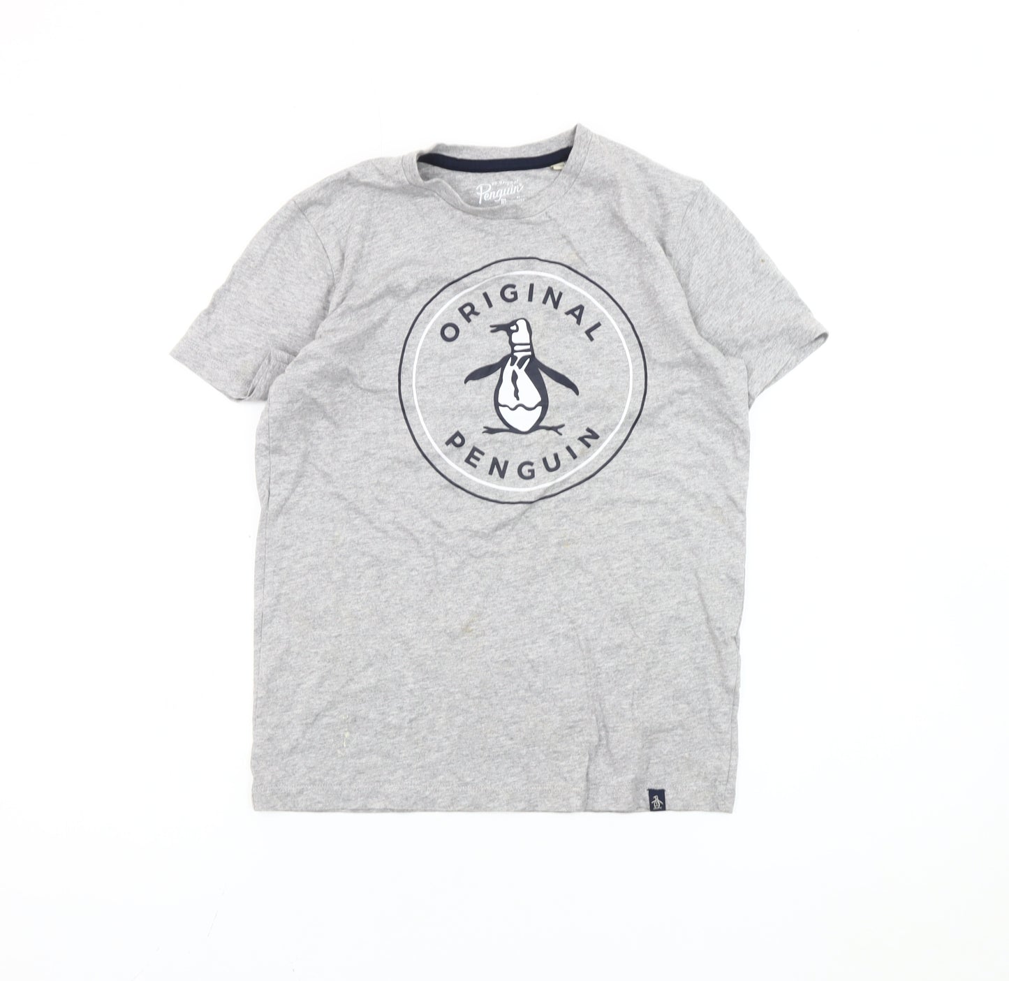 Original Penguin Boys Grey Logo T-Shirt 10-11 Years Short Sleeve Casual