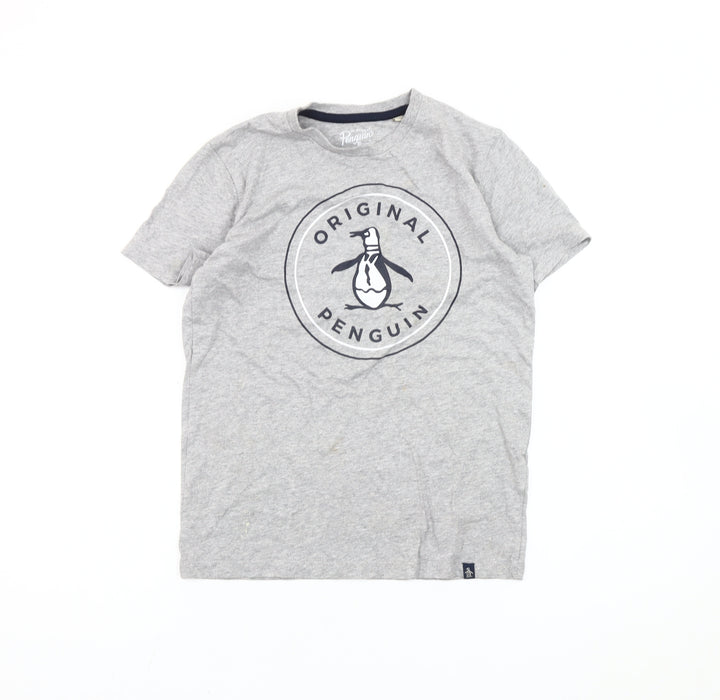 Original Penguin Boys Grey Logo T-Shirt 10-11 Years Short Sleeve Casual