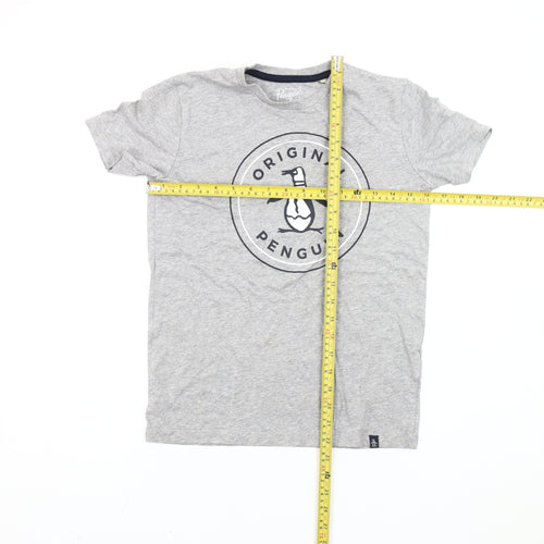 Original Penguin Boys Grey Logo T-Shirt 10-11 Years Short Sleeve Casual