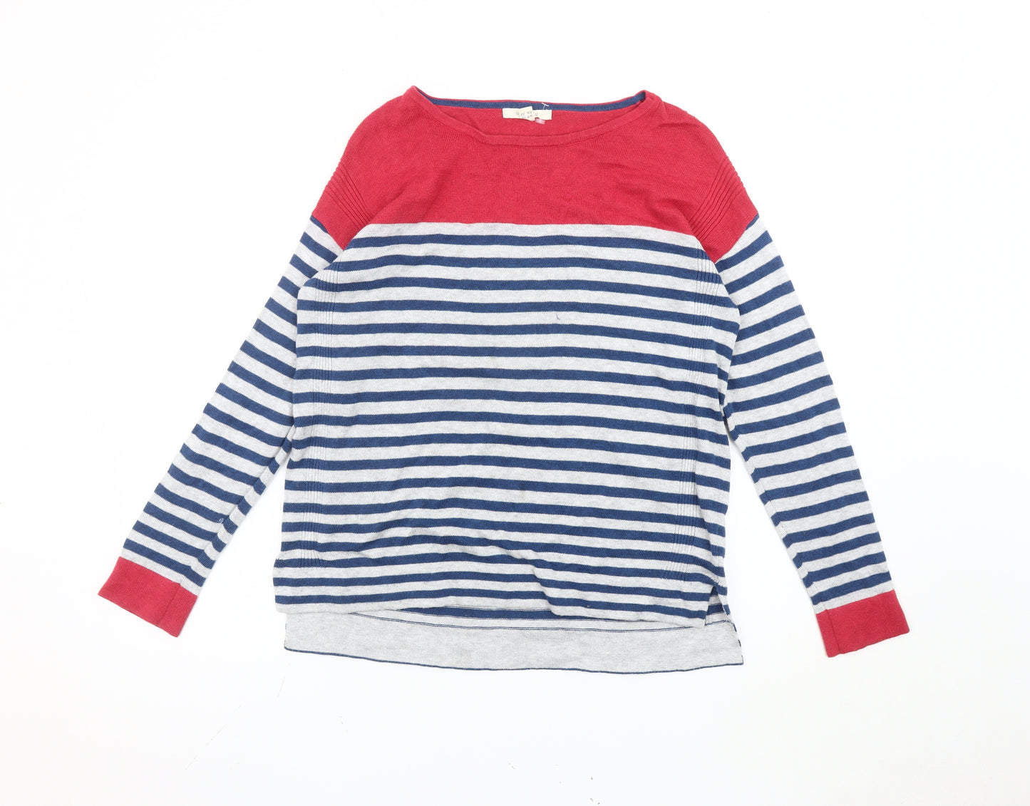 White Stuff Women’s Multicoloured Striped Boat Neck Jumper Size 10