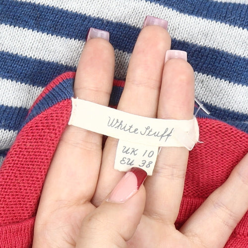 White Stuff Women’s Multicoloured Striped Boat Neck Jumper Size 10