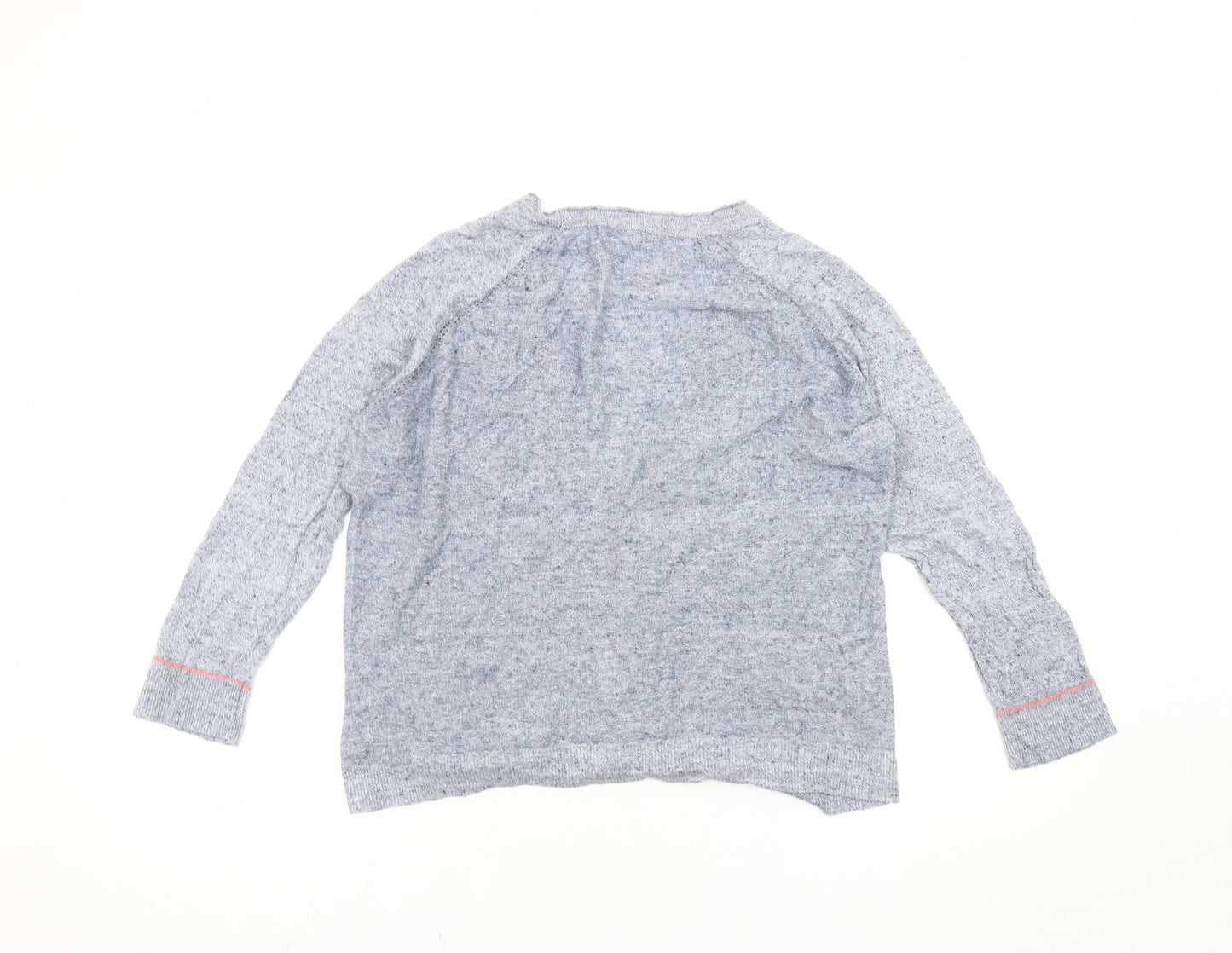 White Stuff Women's Blue V-Neck Cardigan UK 14 Linen Cotton