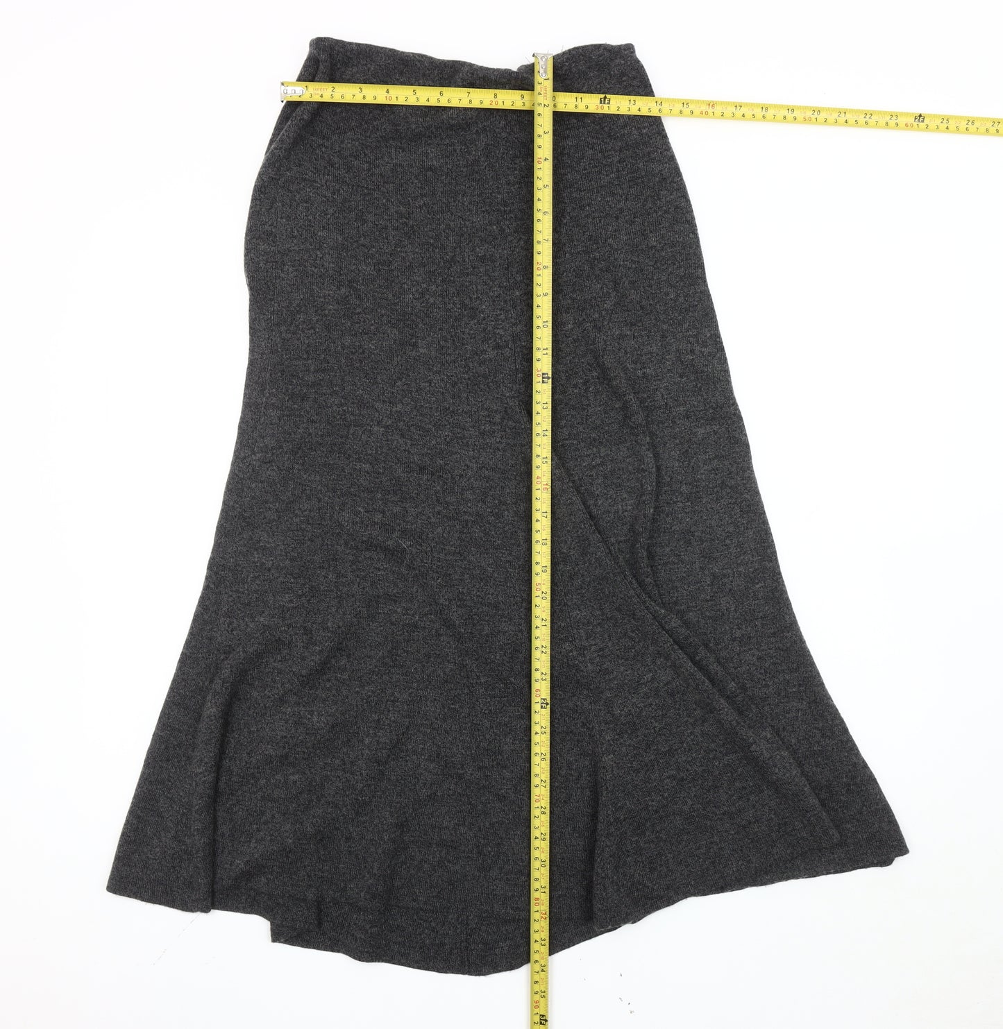 Planet Women’s Grey A-Line Midi Skirt S Knit Merino Wool Blend