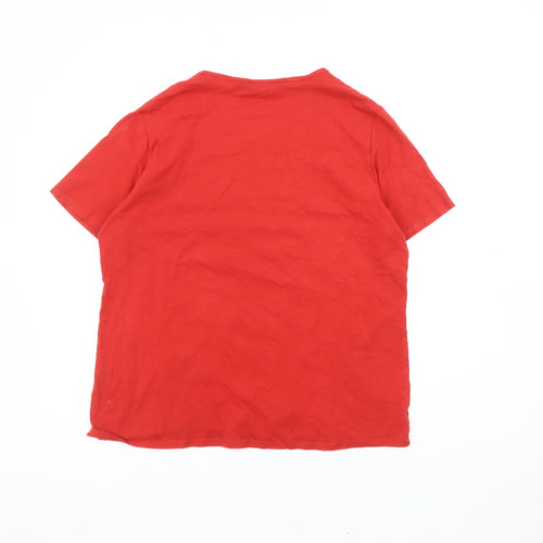 Isle Essentials Women’s Red Embroidered Cotton T-Shirt Size 18