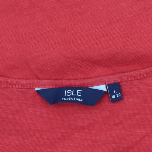 Isle Essentials Women’s Red Embroidered Cotton T-Shirt Size 18