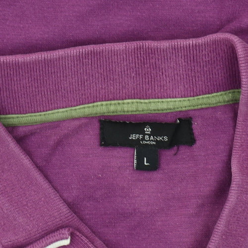 Jeff Banks Men’s Purple Cotton Polo Shirt L Regular Fit Casual