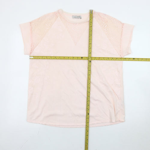 Marks and Spencer Women's Pink Floral Embroidered T-Shirt Size 14
