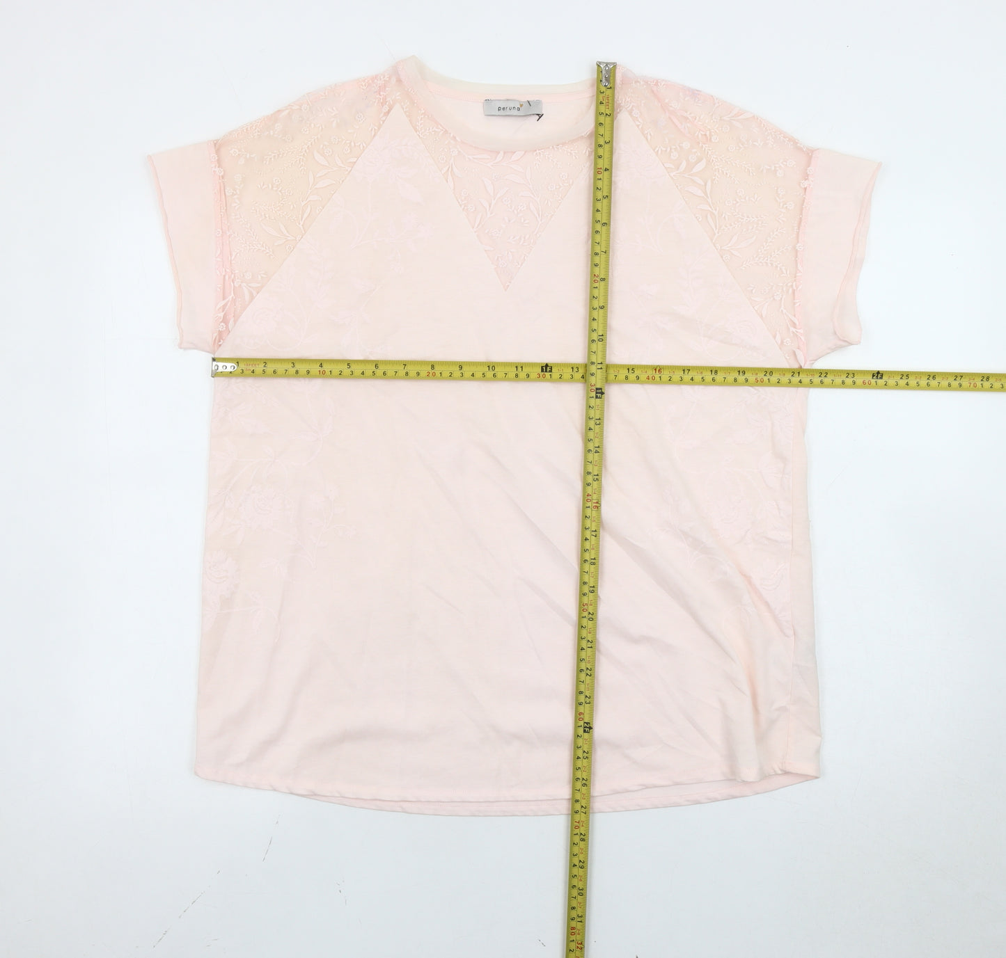 Marks and Spencer Women's Pink Floral Embroidered T-Shirt Size 14
