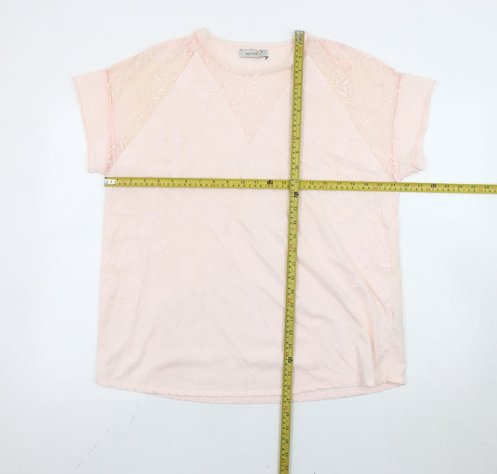 Marks and Spencer Women's Pink Floral Embroidered T-Shirt Size 14