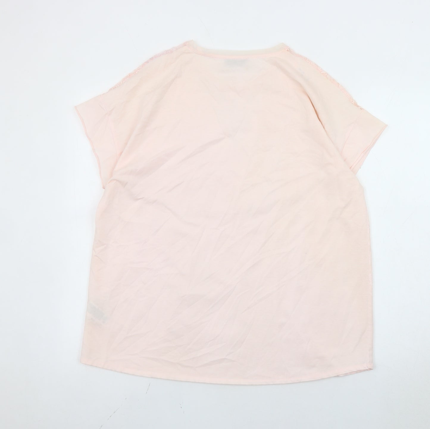Marks and Spencer Women's Pink Floral Embroidered T-Shirt Size 14