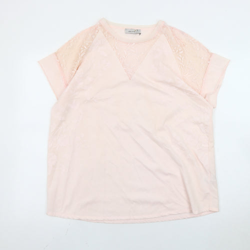 Marks and Spencer Women's Pink Floral Embroidered T-Shirt Size 14