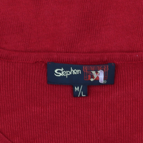 Stephen Women Red M Pullover Round Neck Beaded Knit Jumper