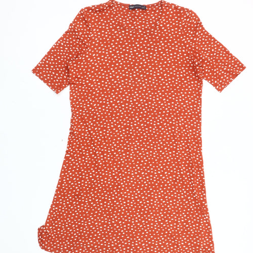 Marks and Spencer Women Red Polka Dot Cotton Shift Dress Size 12