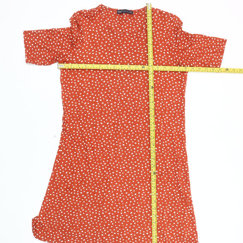 Marks and Spencer Women Red Polka Dot Cotton Shift Dress Size 12