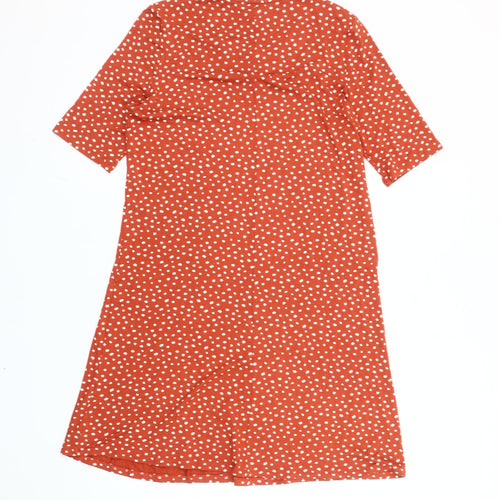 Marks and Spencer Women Red Polka Dot Cotton Shift Dress Size 12