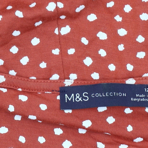 Marks and Spencer Women Red Polka Dot Cotton Shift Dress Size 12