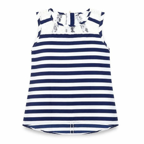 New Look Women’s Blue Stripe Lace Blouse Size 14 Sleeveless
