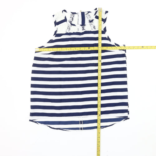 New Look Women’s Blue Stripe Lace Blouse Size 14 Sleeveless