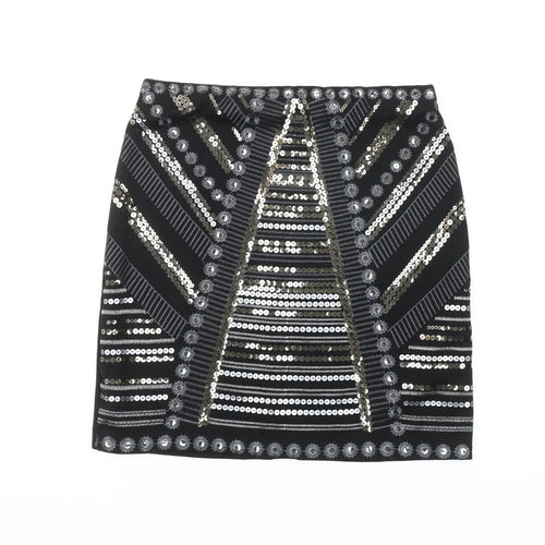 George Women's Black Sequin Geometric High Rise Pencil Skirt Size 8