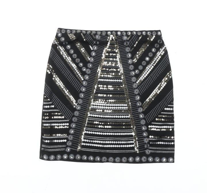 George Women's Black Sequin Geometric High Rise Pencil Skirt Size 8