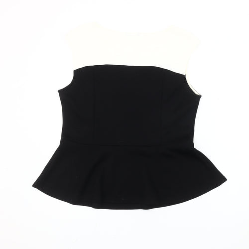 Roman Womens Black Size 18 Sleeveless Peplum Beaded Blouse