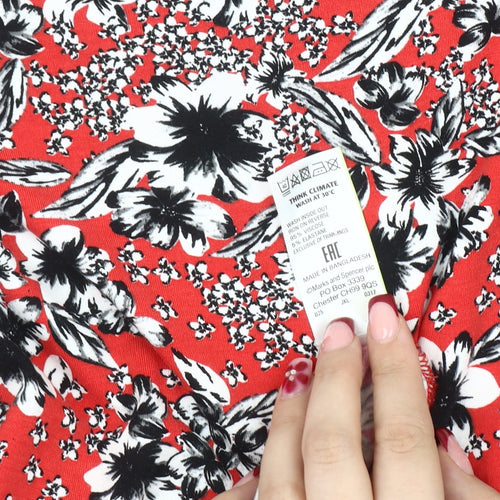 Marks and Spencer Women Red Floral Knee Length Shift Dress Size 12