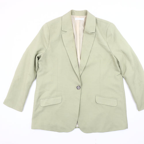 Primark Women’s Green Blazer L Regular Fit Single-Breasted Tailored