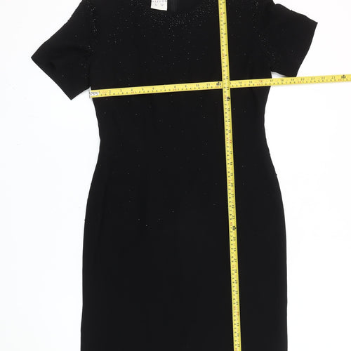 Alexon Women’s Black Beaded Sheath Dress UK 12 Knee Length