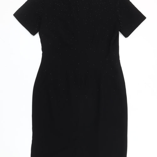 Alexon Women’s Black Beaded Sheath Dress UK 12 Knee Length