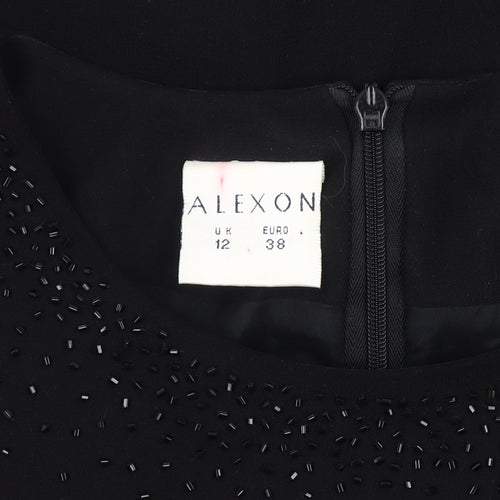 Alexon Women’s Black Beaded Sheath Dress UK 12 Knee Length