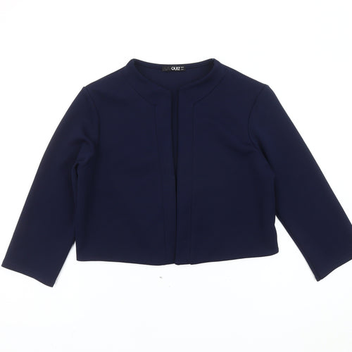 Quiz Women’s Blue Cropped Suit Jacket M Regular Fit Stretch