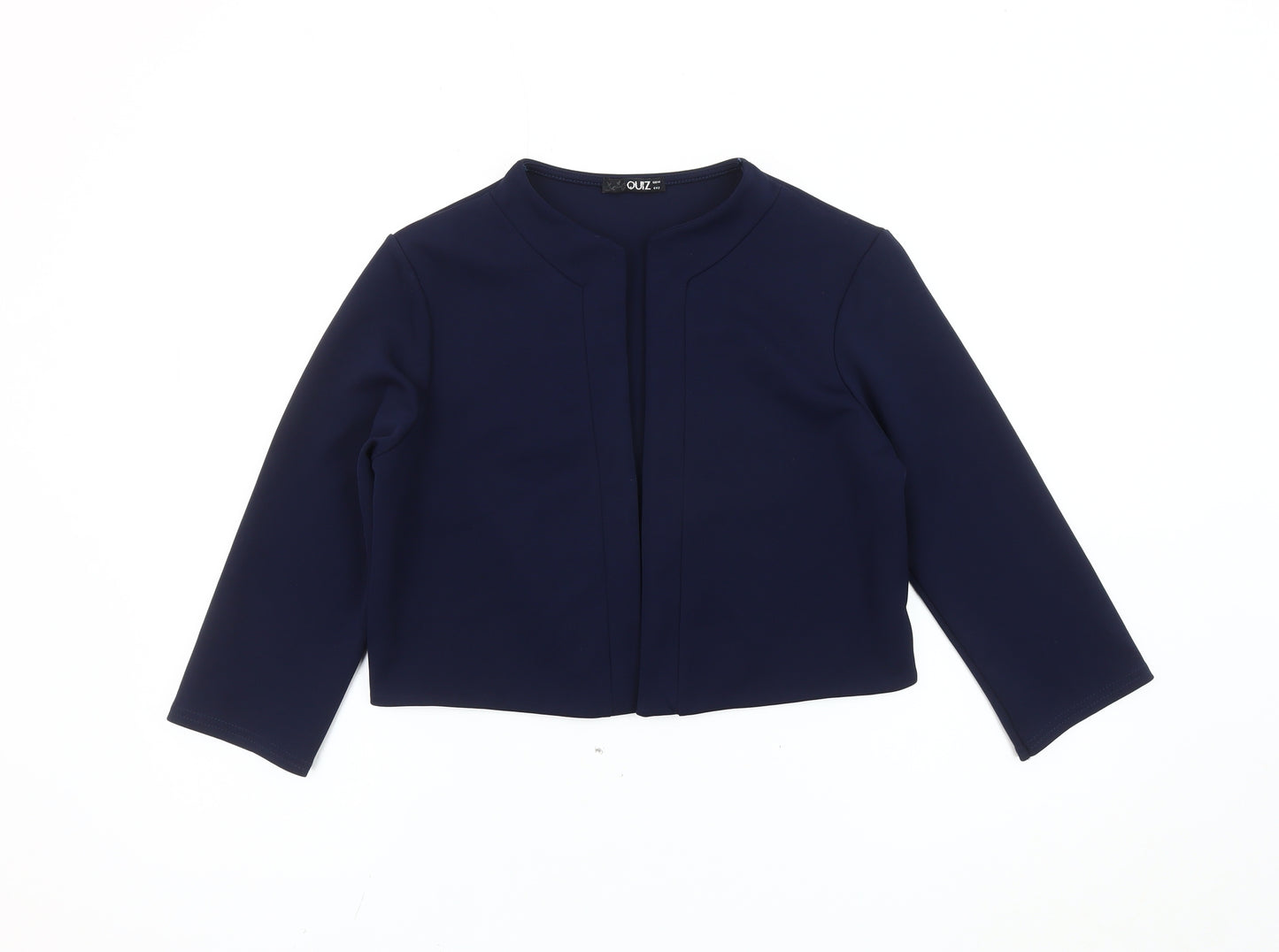 Quiz Women’s Blue Cropped Suit Jacket M Regular Fit Stretch