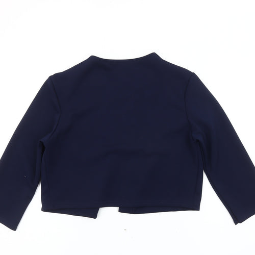 Quiz Women’s Blue Cropped Suit Jacket M Regular Fit Stretch