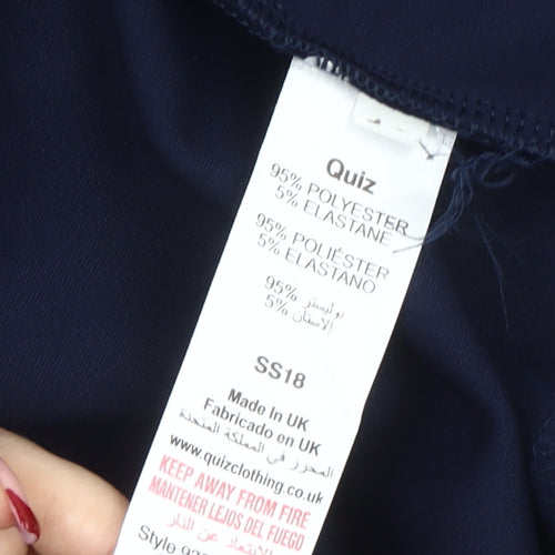 Quiz Women’s Blue Cropped Suit Jacket M Regular Fit Stretch