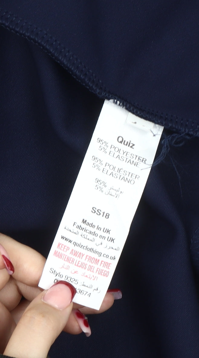 Quiz Women’s Blue Cropped Suit Jacket M Regular Fit Stretch