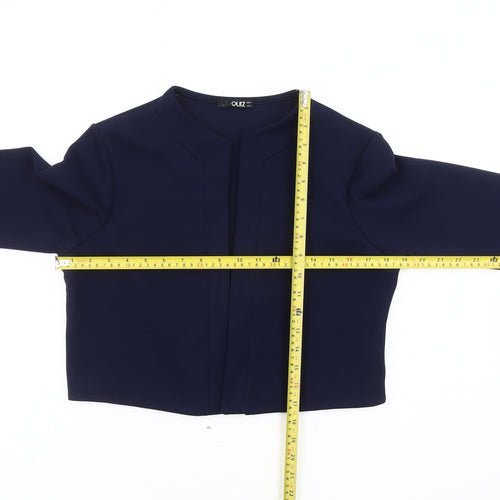Quiz Women’s Blue Cropped Suit Jacket M Regular Fit Stretch