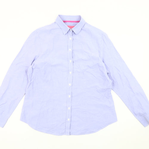 Charles Tyrwhitt Women's Blue Size 14 Cotton Long Sleeve Shirt