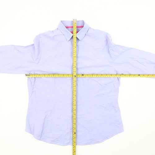 Charles Tyrwhitt Women's Blue Size 14 Cotton Long Sleeve Shirt