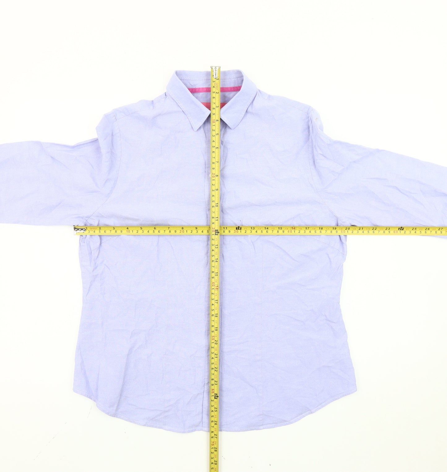 Charles Tyrwhitt Women's Blue Size 14 Cotton Long Sleeve Shirt