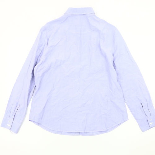 Charles Tyrwhitt Women's Blue Size 14 Cotton Long Sleeve Shirt