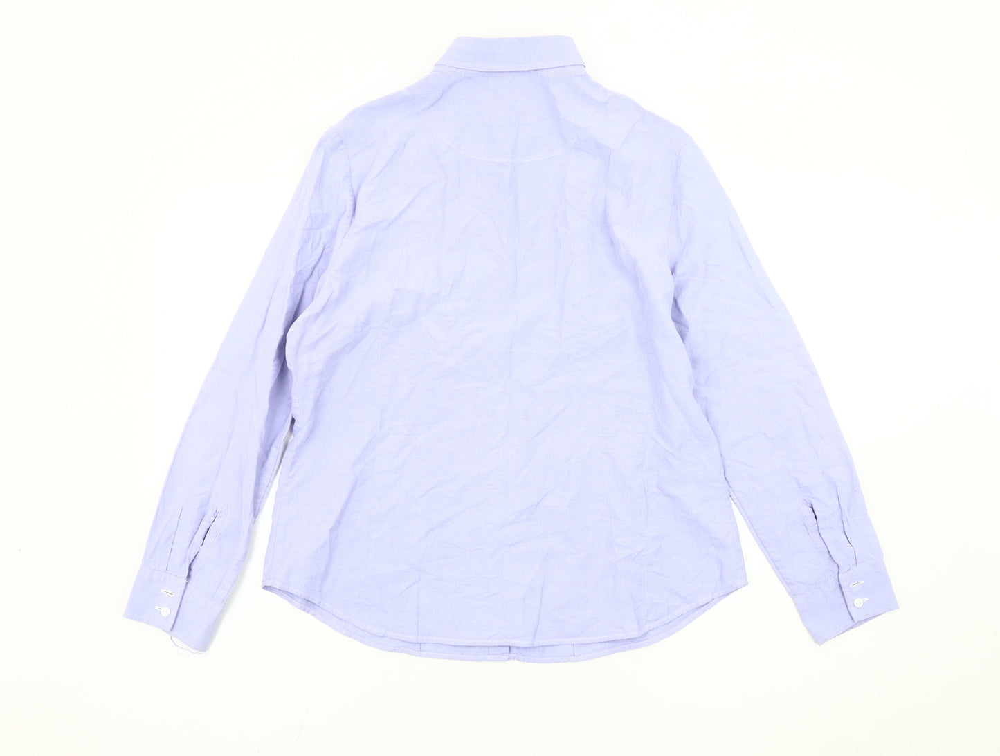 Charles Tyrwhitt Women's Blue Size 14 Cotton Long Sleeve Shirt