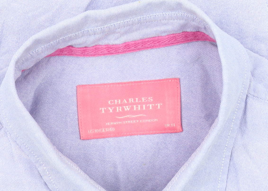 Charles Tyrwhitt Women's Blue Size 14 Cotton Long Sleeve Shirt