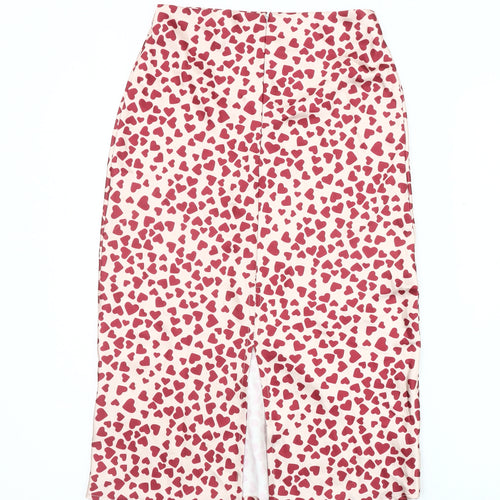 Polly Women's Pink Heart Print Midi Pencil Skirt Size 4