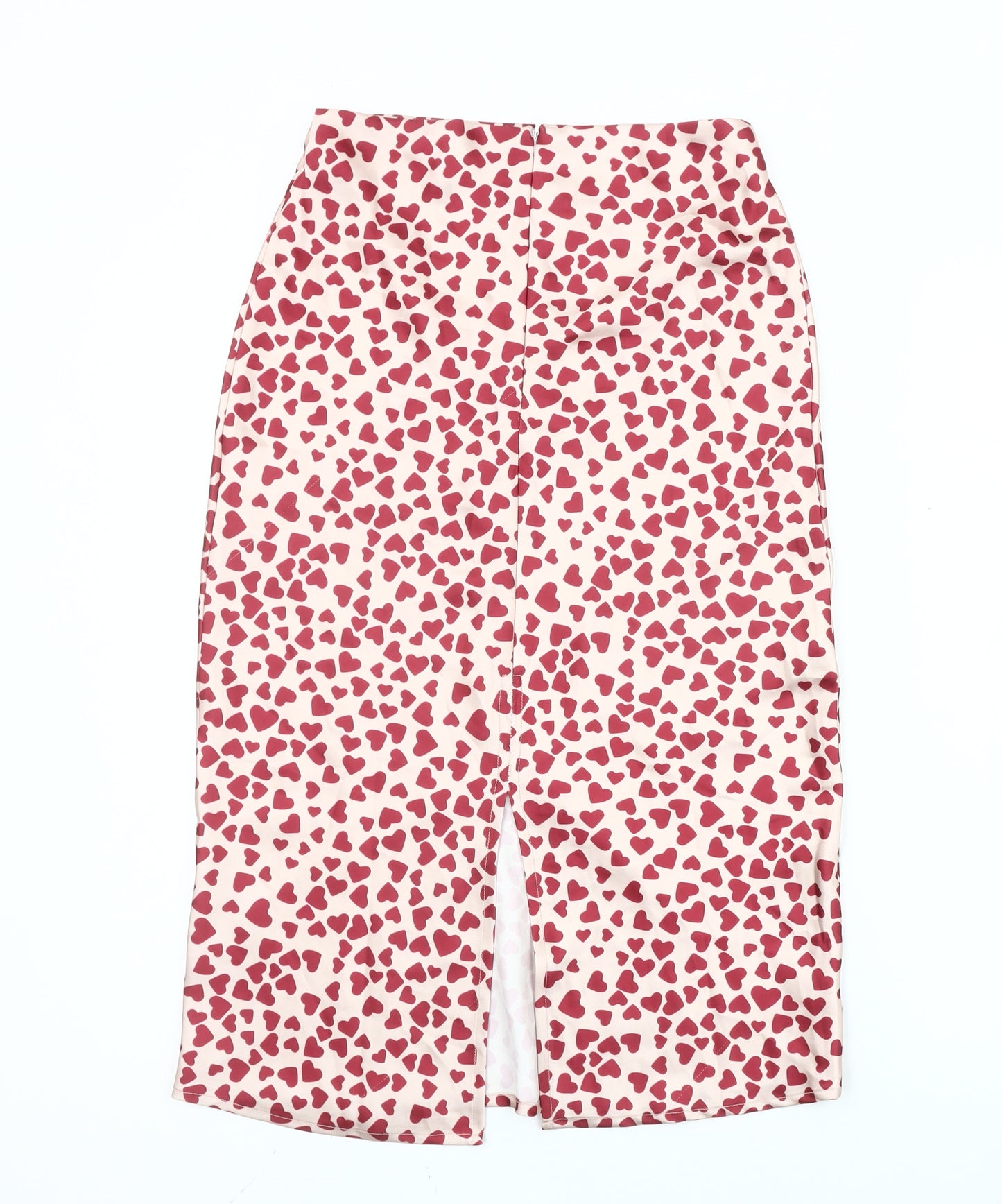 Polly Women's Pink Heart Print Midi Pencil Skirt Size 4