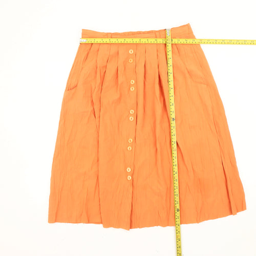 Design Essentials Women Orange Size 12 A-Line Button Casual Skirt