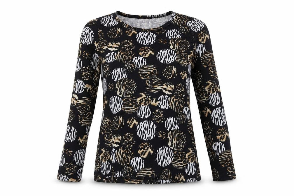 Front view of Anna Rose Women's Multicoloured Animal Print Long Sleeve Top S