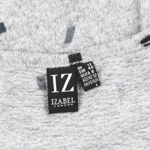 Izabel London Women's Grey Geometric Pullover Jumper Size 12