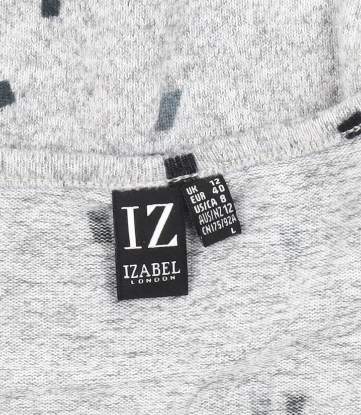 Izabel London Women's Grey Geometric Pullover Jumper Size 12